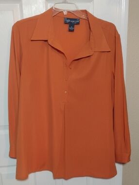 Susan Graver Style Liquid Knit Top In Pumpkin Size XL